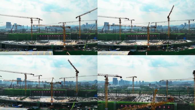 塔吊 工程 施工 中国中铁 航拍 建设