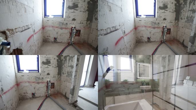 公寓装修过程-前后-现代豪华浴室。