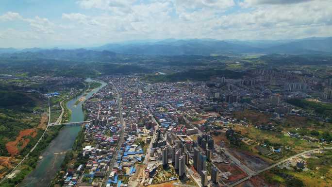 大气新宁县城城市全景