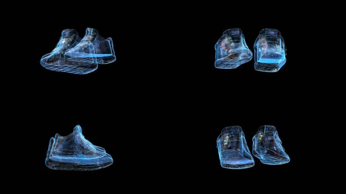 科技全息儿童童鞋透明通道素材