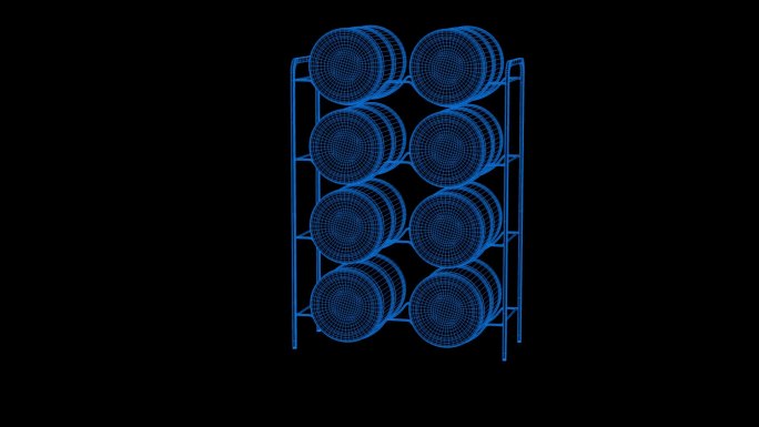 蓝色全息科技线框桶水桶装水架子素材带通道