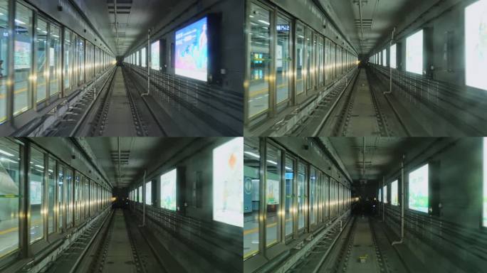 深圳无人驾驶地铁进站驾驶舱视角