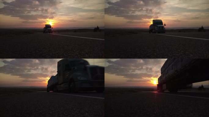 货物运输：美国西部乡村州际公路上的长途半卡车4K视频