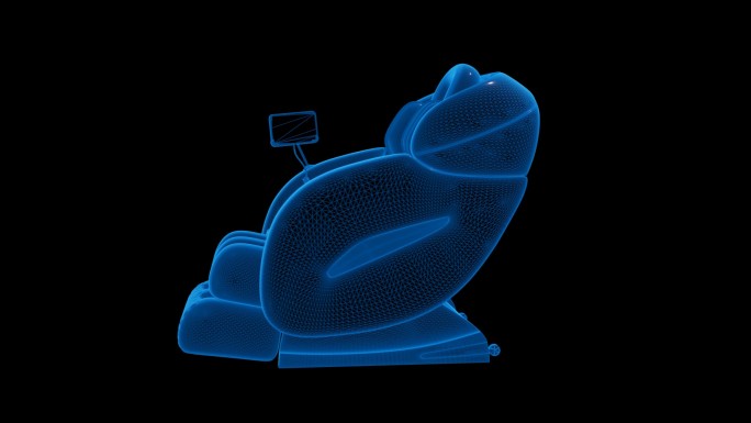 蓝色科技线条按摩椅透明通道素材