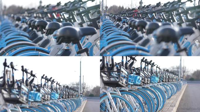 共享单车 变焦 蓝色 街景 自行车 城市