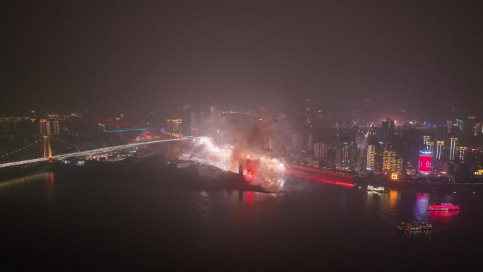 宜昌城市夜景烟花4k