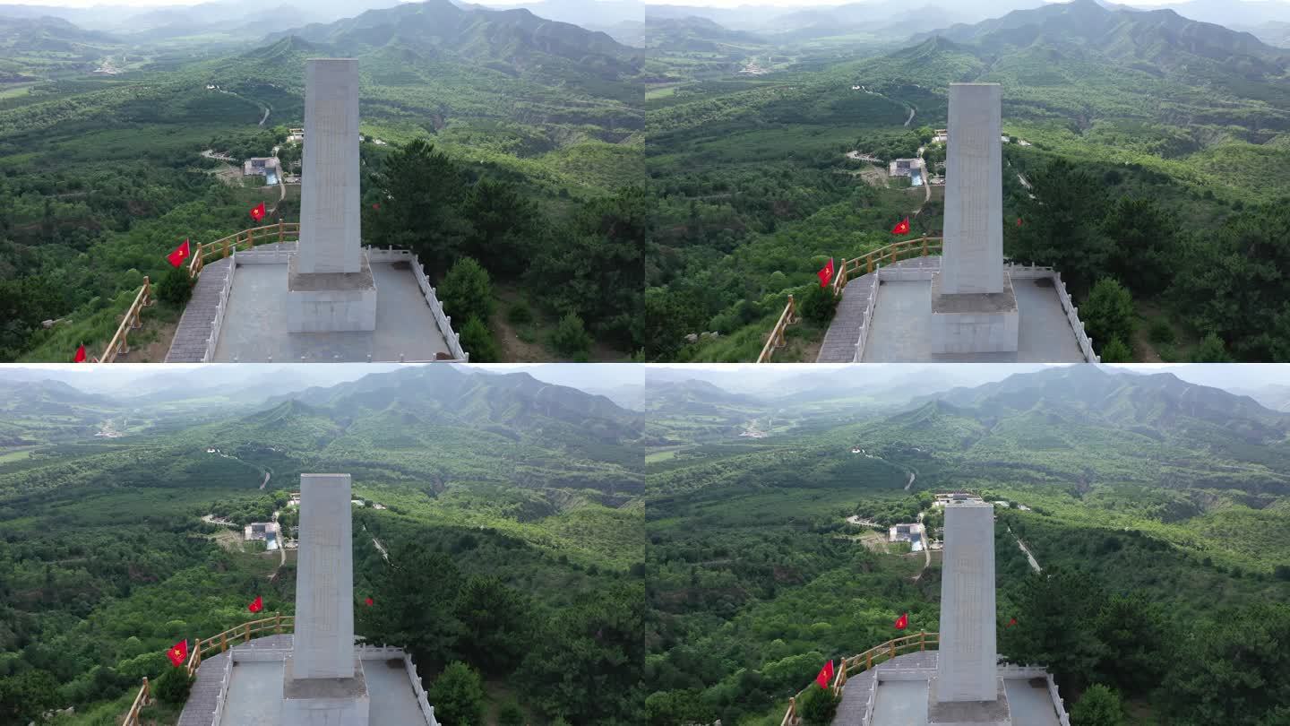 山西旅游平型关大捷纪念碑4K航拍特写