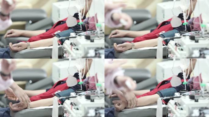 护士采集献血志愿者捐献造血干细胞白血病
