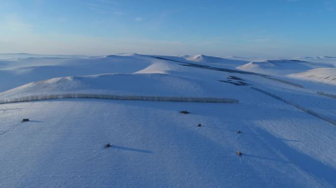 航拍雪域雪原田野风光