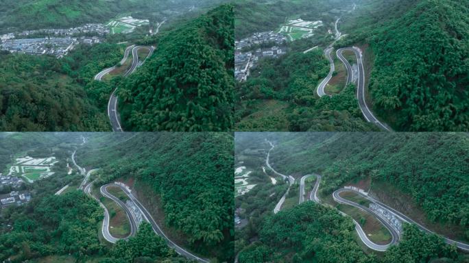 航拍崇山峻岭里的盘山公路1