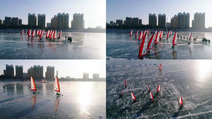 06锦州小凌河冰帆活动（航拍）