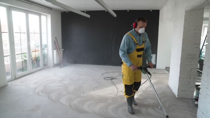 地板翻新粉尘防护底层工人欧美人素材