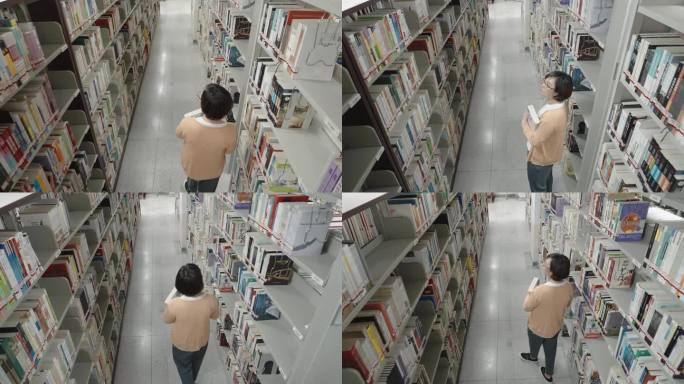 跟踪一个在图书馆找书的女人