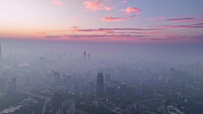 上海陆家嘴城市天际线外滩魔都日出朝霞