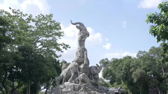 延时 广州五羊雕像石像 广州历史地标