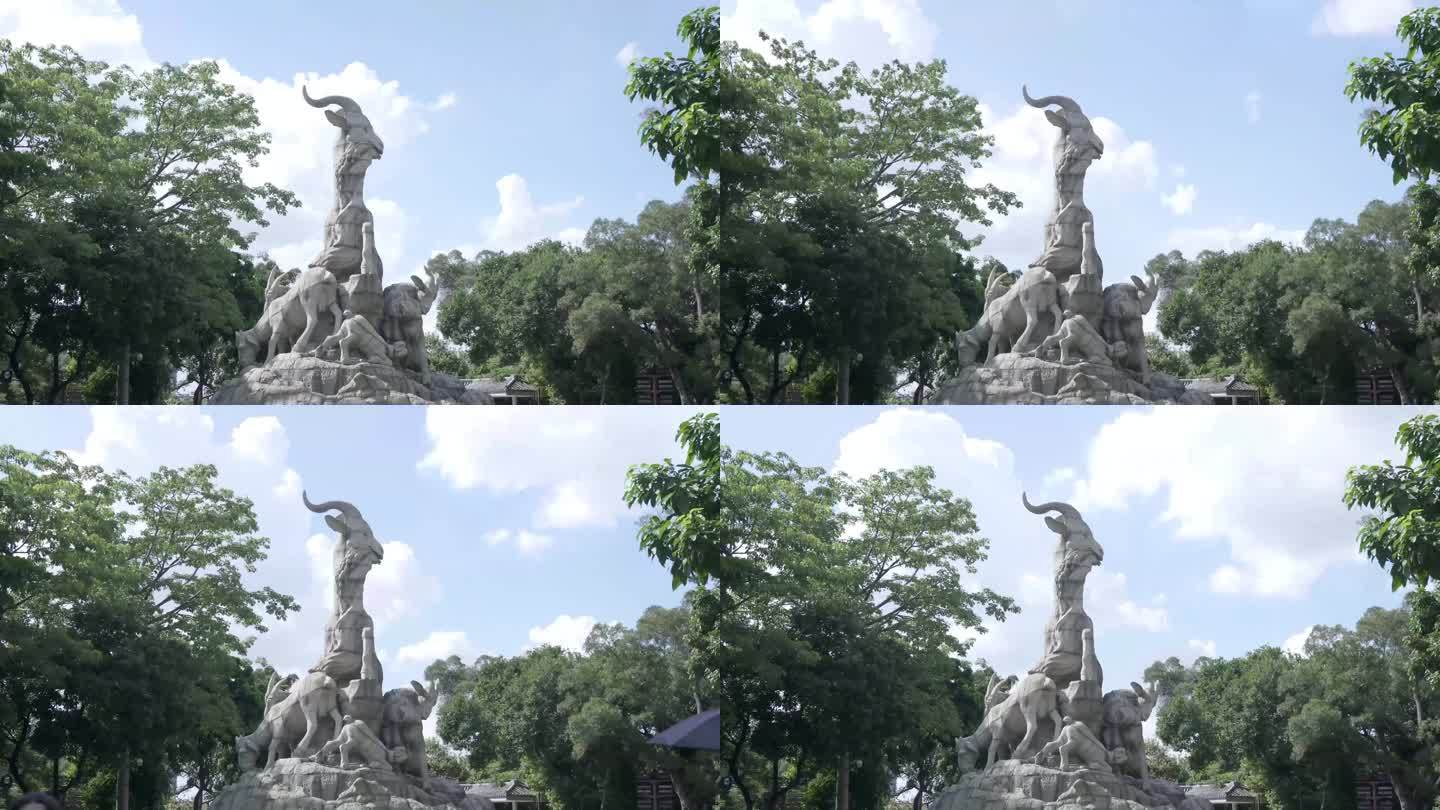 延时 广州五羊雕像石像 广州历史地标