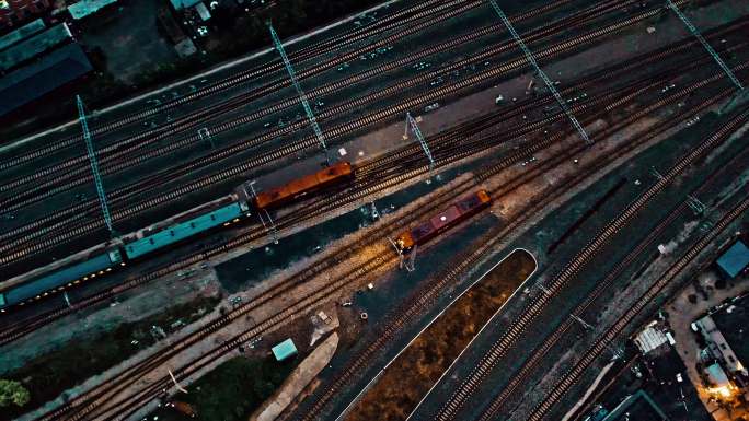 辽宁沈阳北站铁路高铁夜景航拍