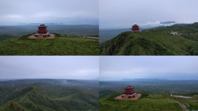 山顶古建筑航拍