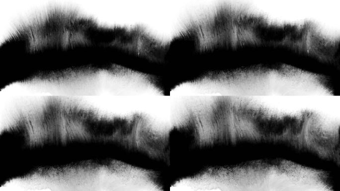 墨水喷溅：抽象覆盖了屏幕上的污浊和薄膜纹理，黑色油漆条纹，罗夏效应