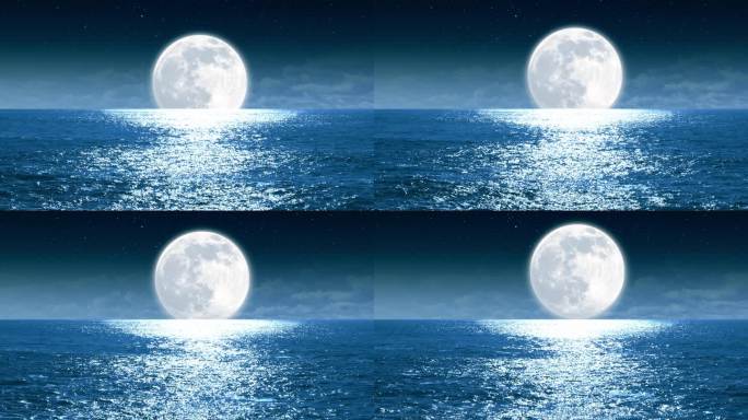 夜晚海面月亮升起6