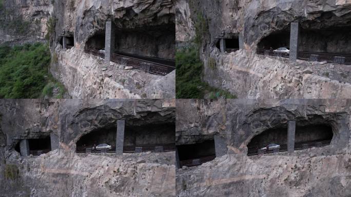 山西旅游陵川锡崖沟挂壁公路4K航拍8