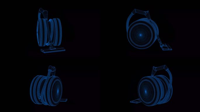 4K蓝色全息科技线框吸尘器素材带通道