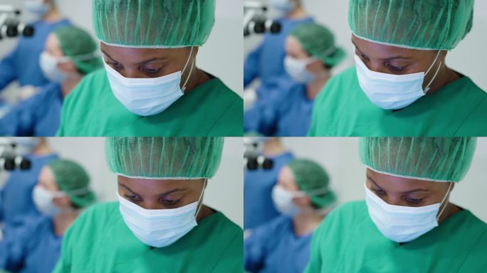 一名女护士在眼科医院手术室工作的特写镜头