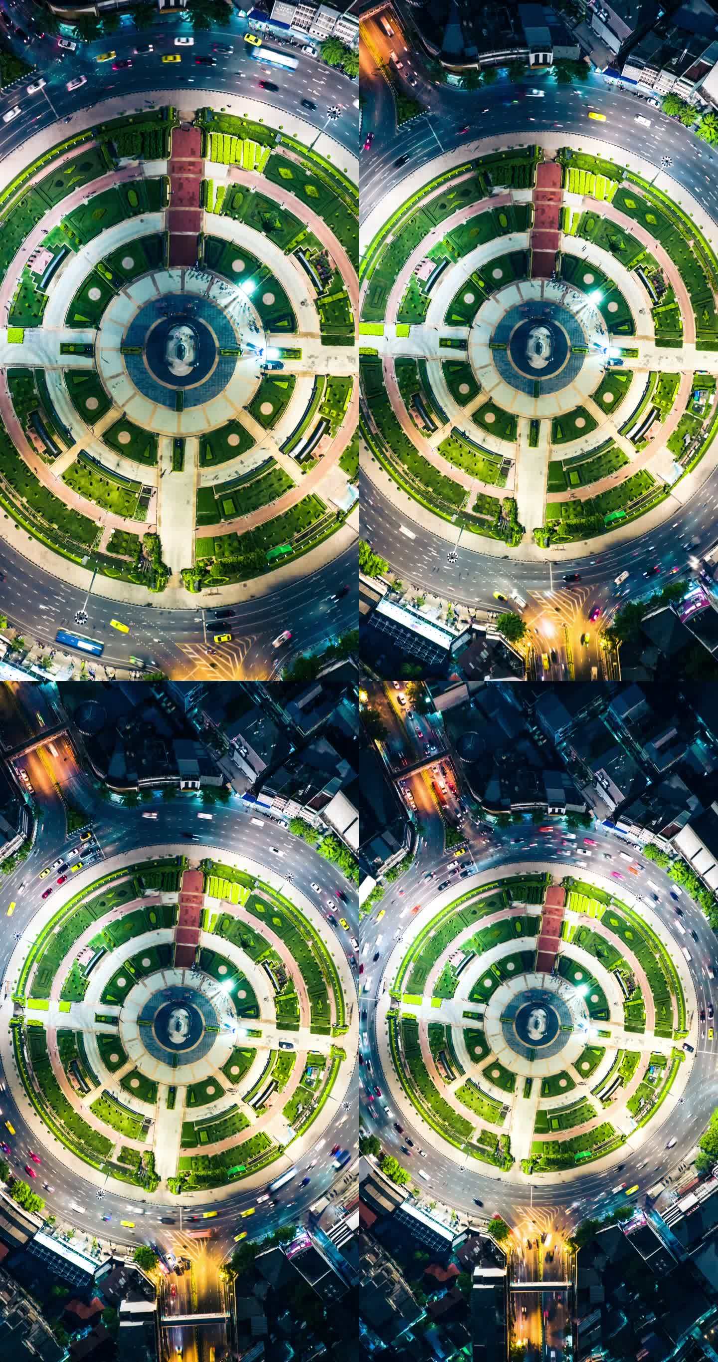 空中天桥环与夜间城市交通