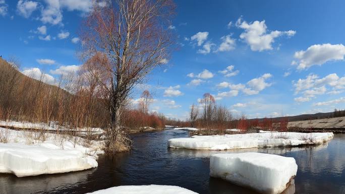 冰雪消融的河流
