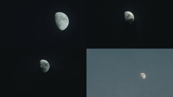 4K月亮实拍残月月球明月云月色月亮素材月