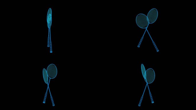 【原创】蓝色线框全息科技羽毛球拍带通道