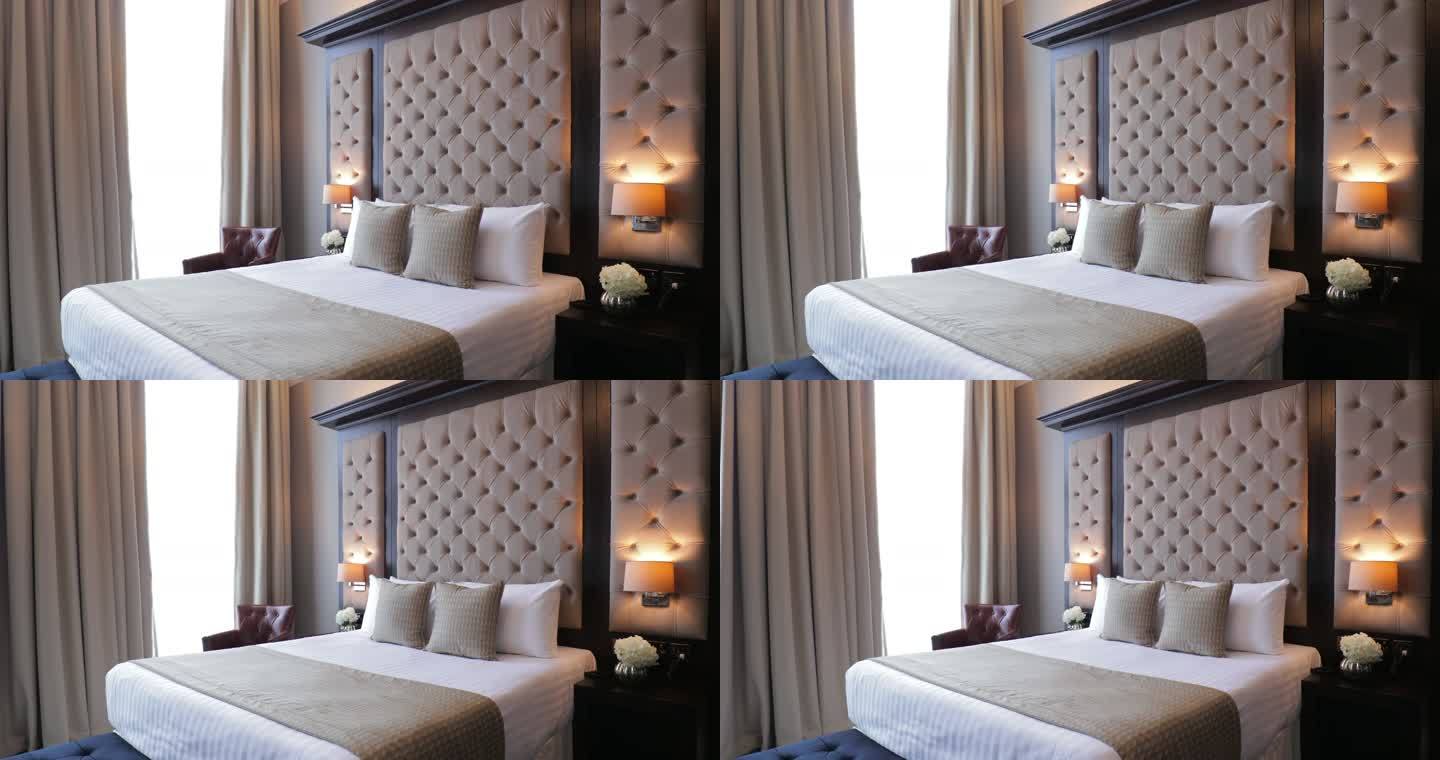 现代酒店卧室内部卧室双人大床总统套房