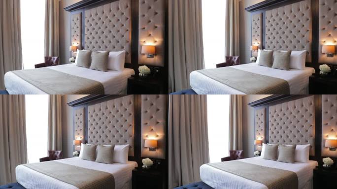现代酒店卧室内部卧室双人大床总统套房