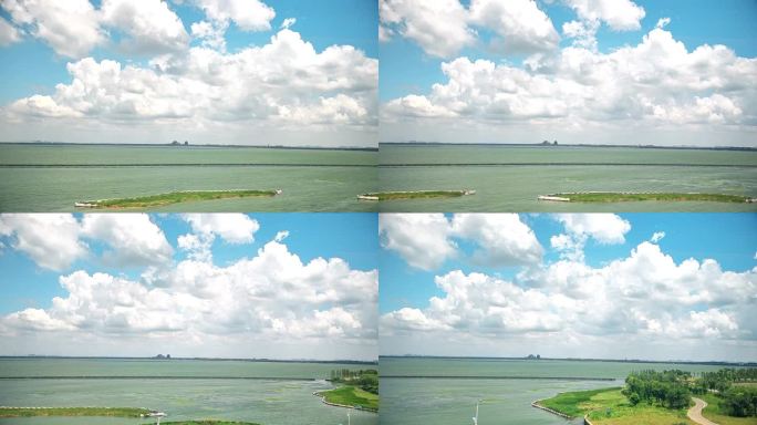 火车窗外的湛蓝天空