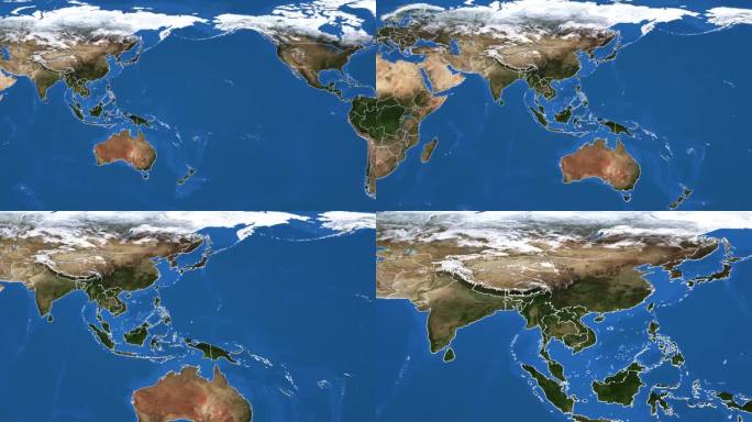 世界地图中国居中含国界/无国界贴图高程