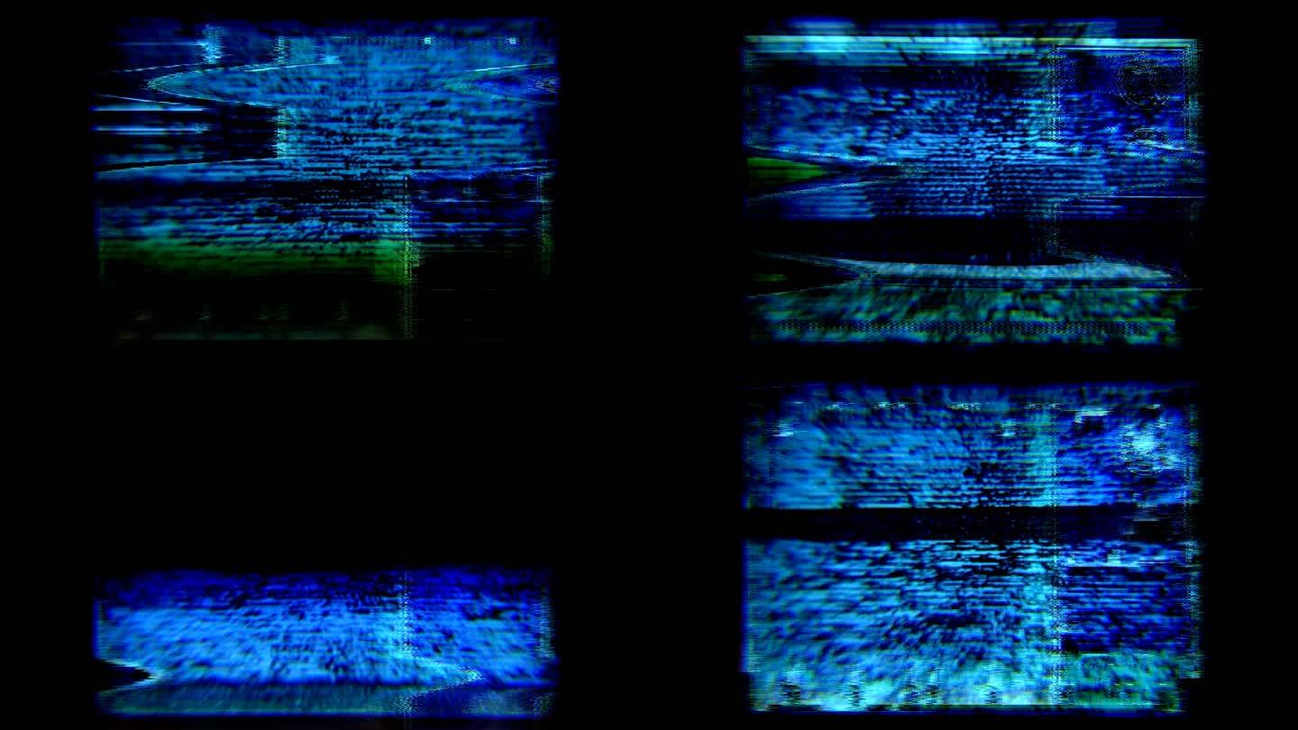 电视故障、静态噪声、失真信号问题、错误视频损坏、80年代复古风格