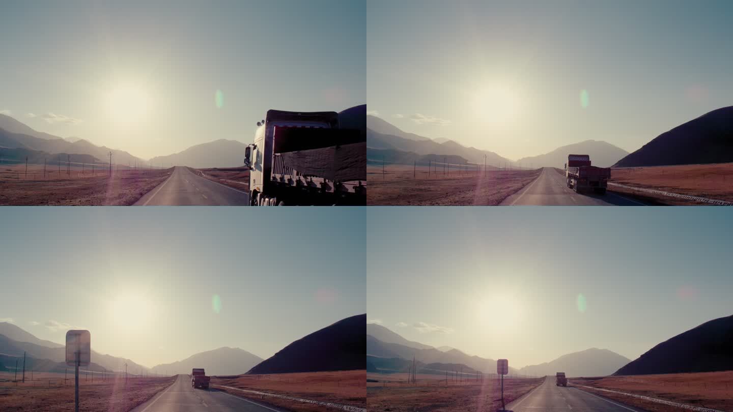新疆秋天的公路，迎着太阳