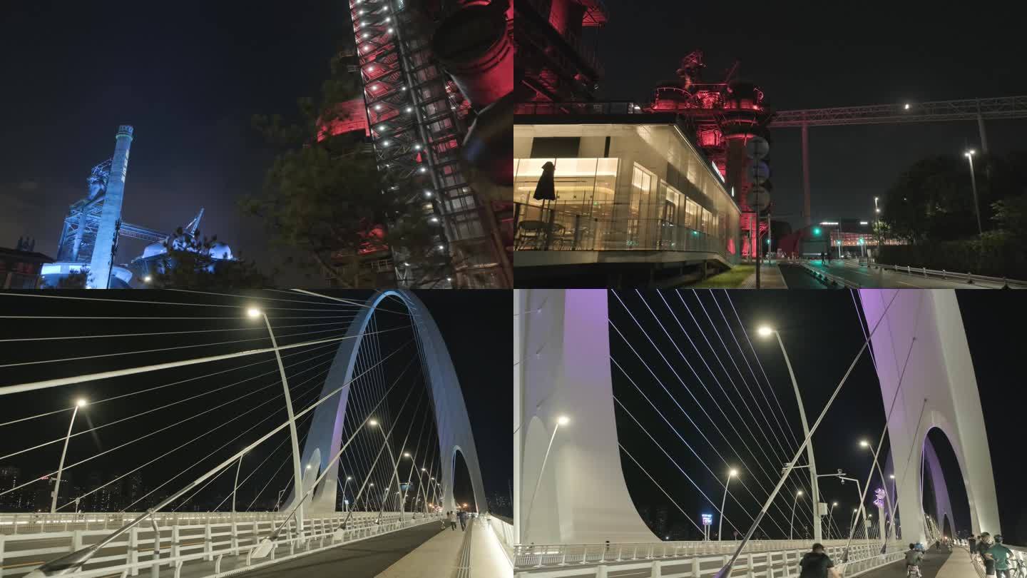 北京石景山首钢园首钢大桥灯光夜景
