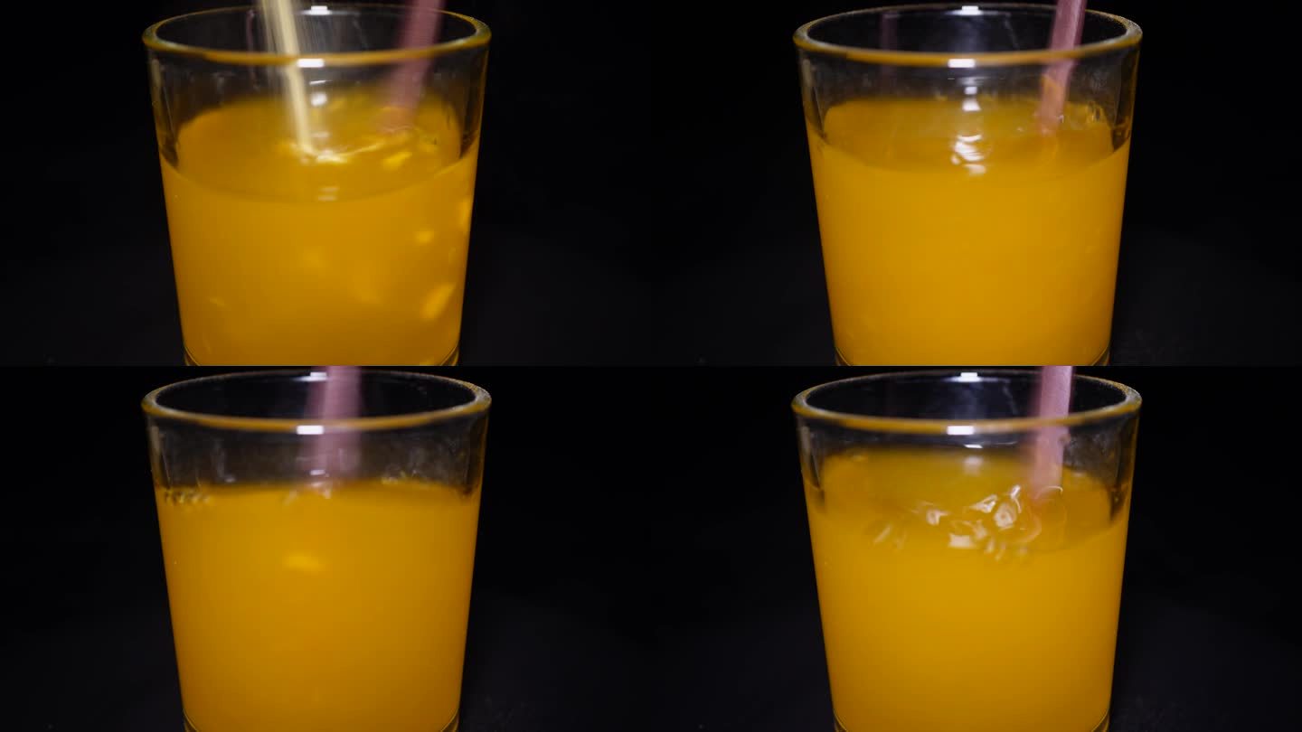 橙子果汁橘子果汁清水玻璃杯冲泡