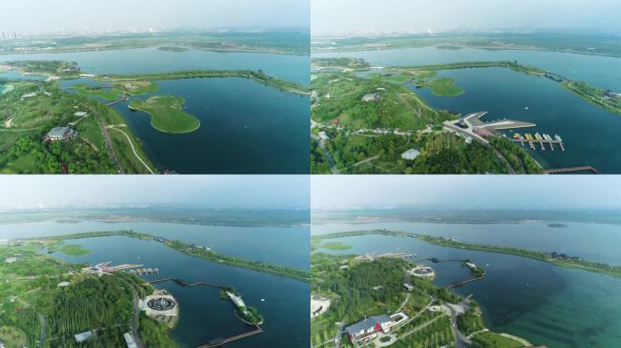西安沣东新城昆明湖大景航拍