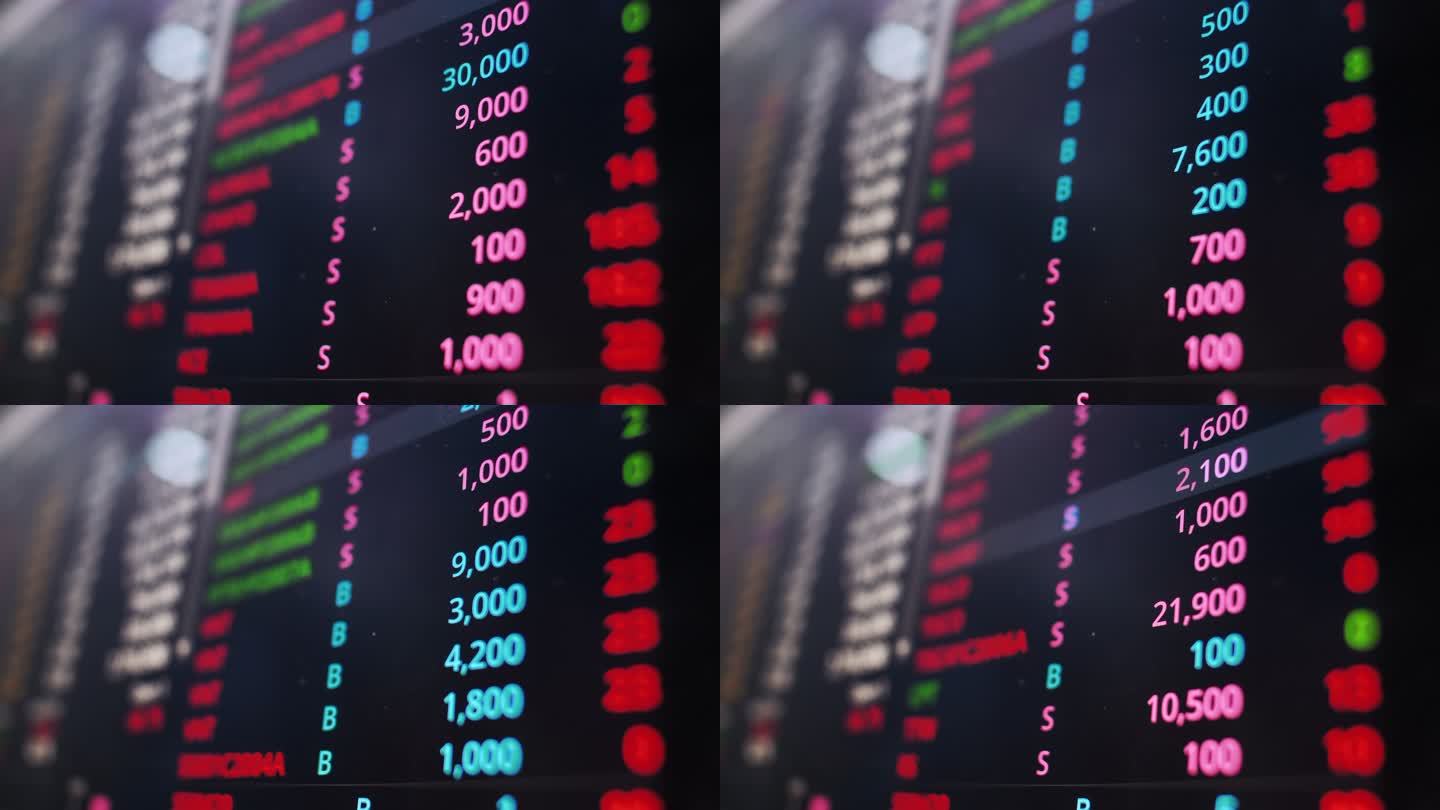 股票市场数据、价格变动表、买卖信息屏幕监视器