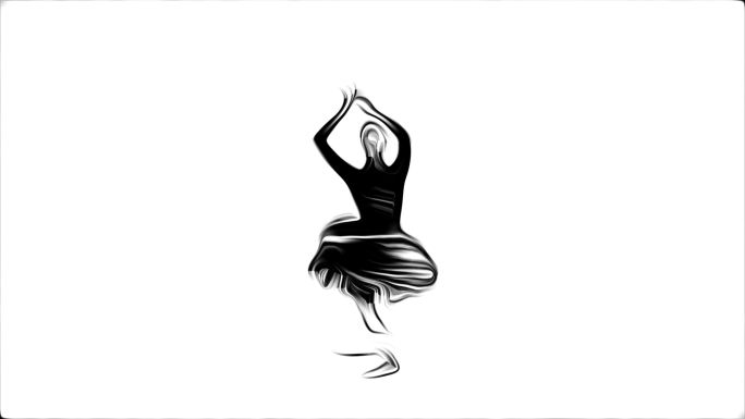一个美丽的芭蕾舞演员，在薄薄的尼龙后面跳舞。动画视频效果