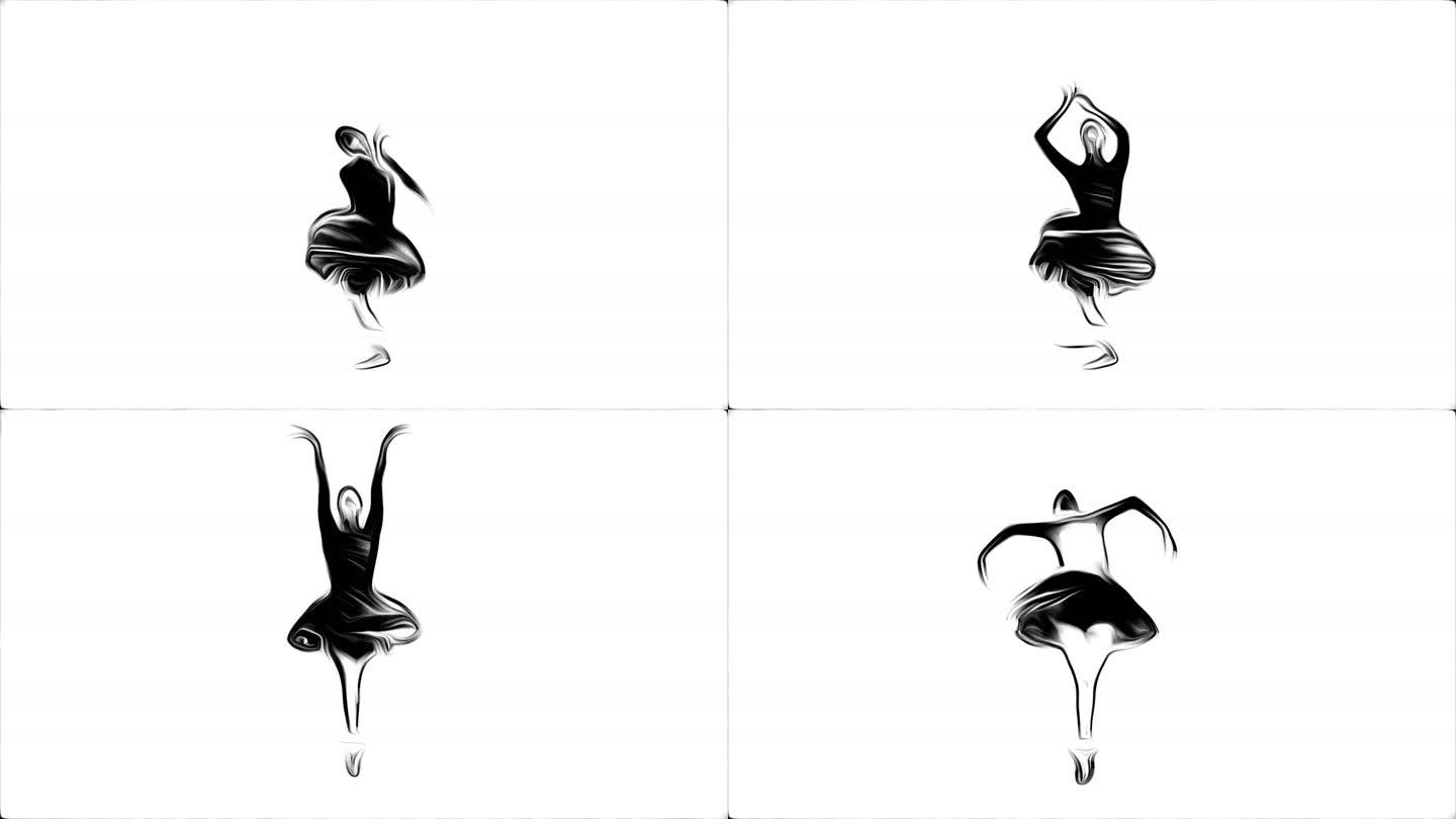 一个美丽的芭蕾舞演员，在薄薄的尼龙后面跳舞。动画视频效果
