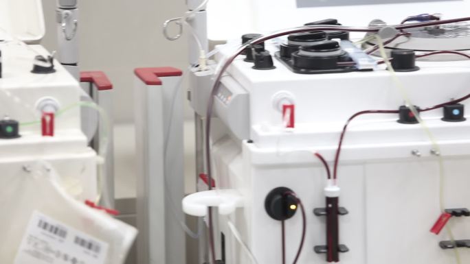 献血志愿者捐献造血干细胞机器透析血液实拍