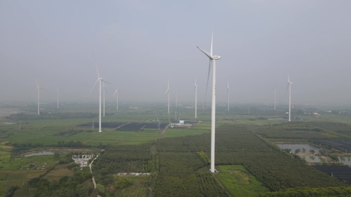 4k航拍风力发电机群