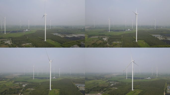 4k航拍风力发电机群