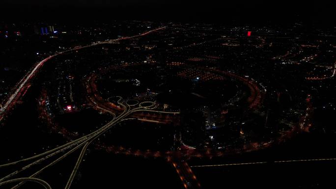郑州CBD国际会展中心夜景航拍全景