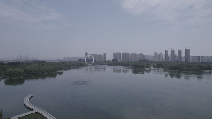 郑州蝶湖公园环境航拍