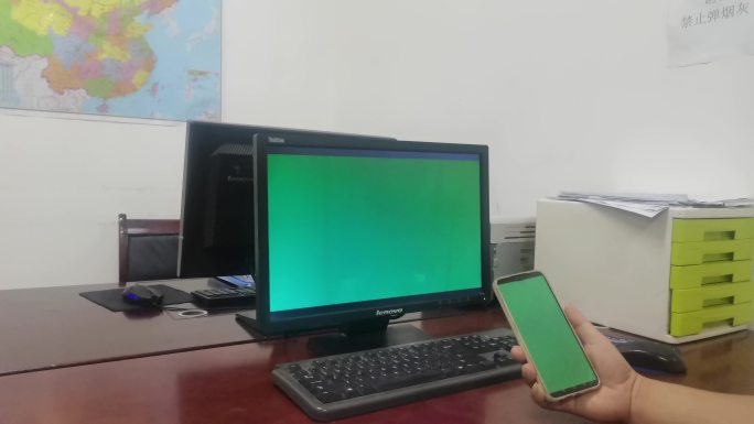 办公室手机电脑绿幕2