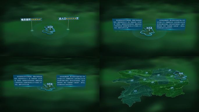 4K大气宝鸡市扶风县地图面积人口信息展示